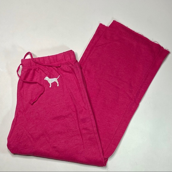 PINK Victorias Secret Sweat Pants Raw Hem Pink L - Picture 2 of 7